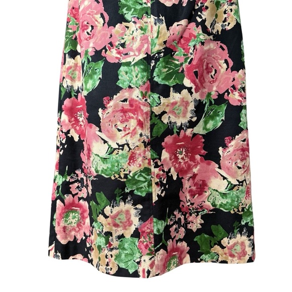 Talbots Shift Dress Size 12 Black Pink Ditzy Floral Lined Wedding Guest - Picture 3 of 9